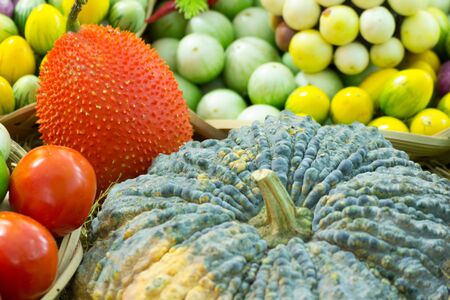 Group of herb fruit  and vegetable  ingredients for cookingの写真素材