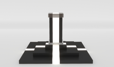 black show display case with light on white backgroundの写真素材