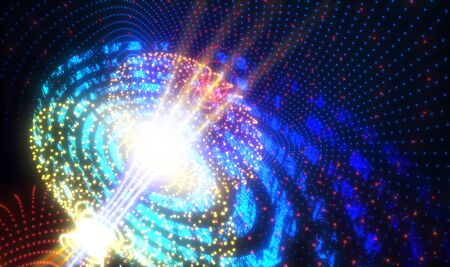explose light and shape with blur abstract backgroundの写真素材