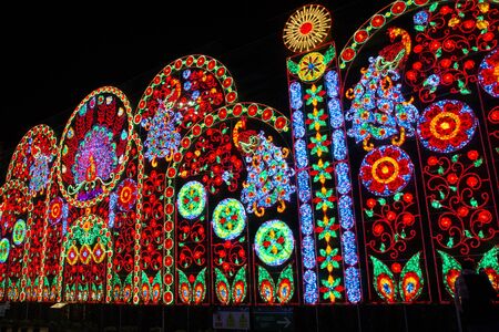 Bangkok, Thailand - January 26,2016 : The three-dimensional light exhibition in front of City Hall, will shine bright as the government 's New Year gift to citizens and tourists, Bangkok city,Thailand.のeditorial素材