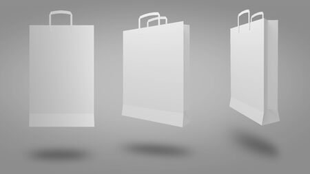 Paper Shopping Bags collection isolated on gray backgroundの写真素材