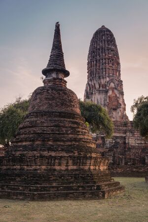 Ancient temple, historic site in Ayuttaya province,Thailand ,effect filter cameraの写真素材