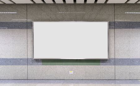 Blank billboard for advertisement at underground train station