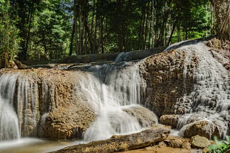 view of Kroeng Krawia Waterfall at Kanchanaburi Province,Thailandの写真素材