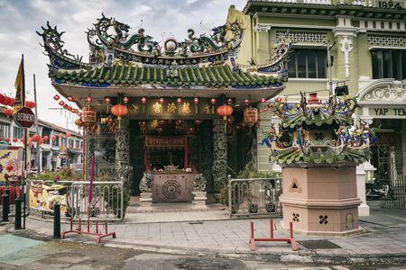 Georgetown, Penang, Malaysia - February 11, 2017: Street View of the Choo Chay Keong Temple adjoined to Yap Kongsi clan house, Armenian Street, George Town, Penang, Malaysiaのeditorial素材