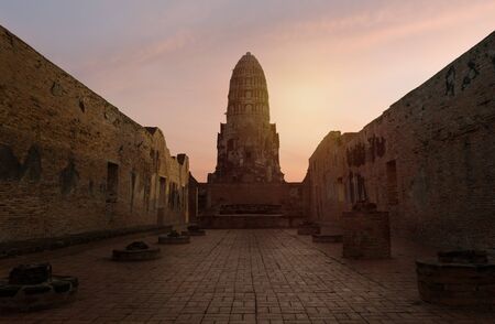 Historic ancient temple at Ayuttaya in Thailand.の写真素材