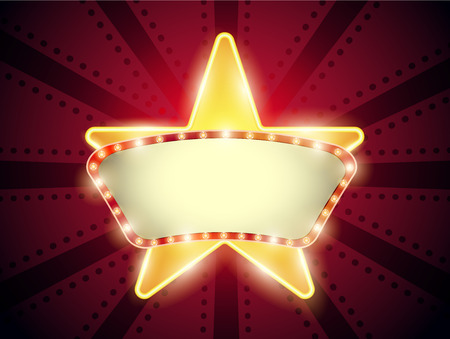 Retro banner cinema style with lights, vector  illustrationのイラスト素材