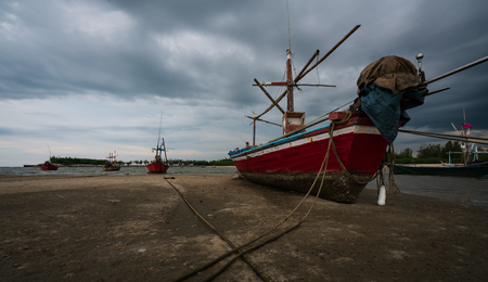 Small fishing boat on the sea の写真素材