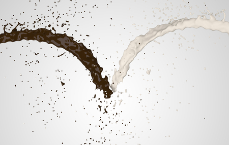 3d render of liquid splash isolated on white background with clipping pathの写真素材