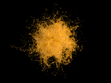 3D render of liquid splash orange colourの写真素材