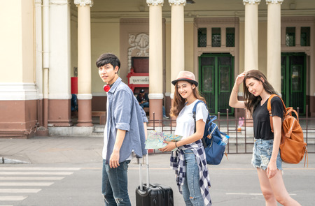 Group of tourist travel around bangkok.の写真素材