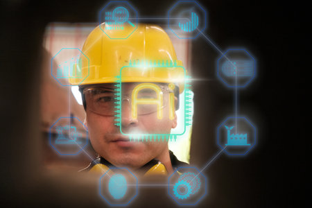 Team of engineers with safety suits and helmet working at the factory