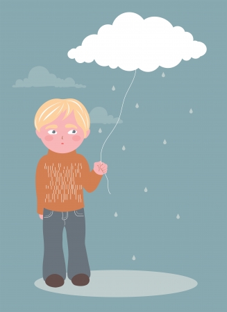 Boy and cloudのイラスト素材