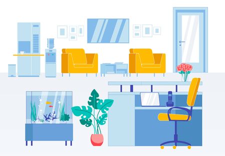 Reception Flat Interior in Modern Business Officeのイラスト素材