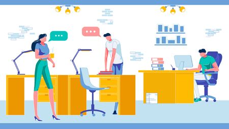 Coworking Shared Business Workplace with Workers.のイラスト素材