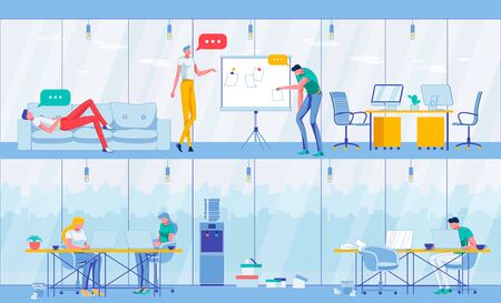 People Brainstorming Ideas near Whiteboard, Work.のイラスト素材
