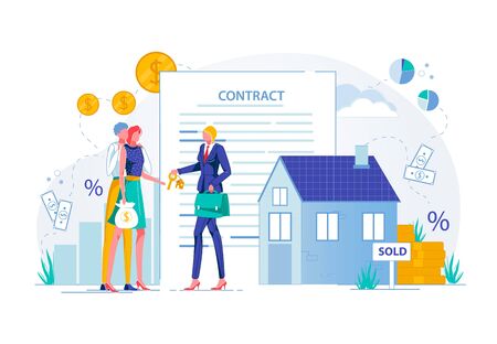 Purchasing House or Property with Estate Agent.のイラスト素材