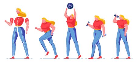 Woman with Body Positive Thinking Constructor.のイラスト素材