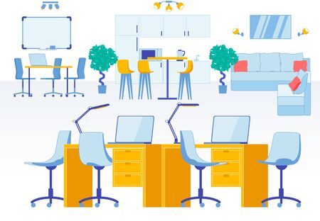 Coworking Space Flat Interior in Business Officeのイラスト素材