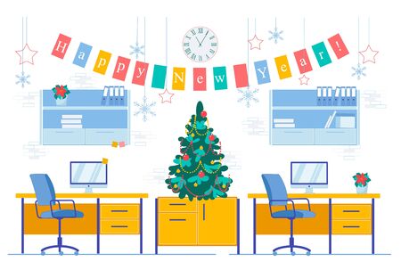 New Year Office Interior for Holiday Celebrationのイラスト素材