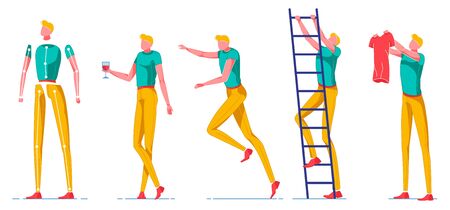 Man Constructor with Body Parts Flat Cartoon.のイラスト素材