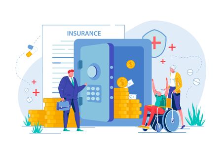 Elderly People Get Money by Medical Insurance.のイラスト素材