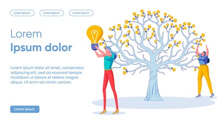 Flat Banner Harvesting Successful Idea Concept.のイラスト素材