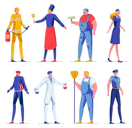 People in Professional Uniform with Supplies.のイラスト素材