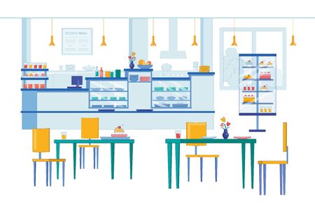 Cafeteria Intended for College Students in Campusのイラスト素材