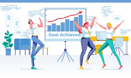 United Office Team Celebrating Goal Achievementのイラスト素材