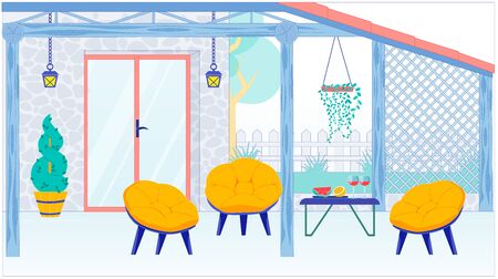 House Terrace or Balcony Interior and Furniture.のイラスト素材