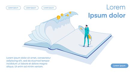 Book Surfing Flat Landing Page Vector Templateのイラスト素材