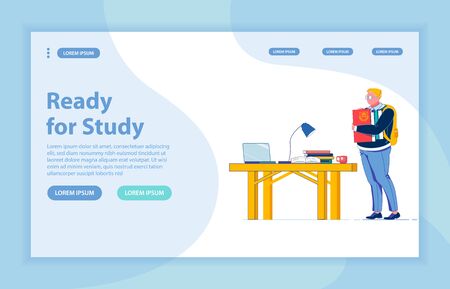 Ready for Study Flat Landing Page with Bannerのイラスト素材