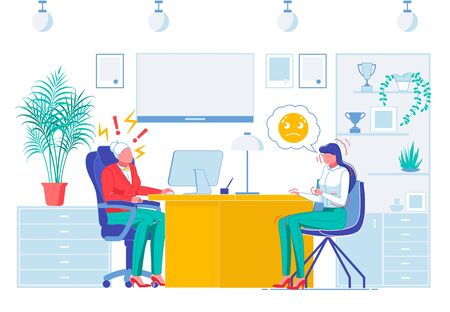 Senior Lady Boss Dressing Down Woman Subordinateのイラスト素材