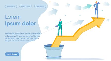 Growing Creative Effective Staff for Business Company. Creating Ideal Conditions for Professional Corporate Employees Growth, Self Development and Career Increase. Flat Cartoon Vector Illustration.のイラスト素材