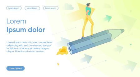 Businessman Cartoon Character on Way to Financial Success and Personal Goals - Metaphor. Business Development Planning and Company Promotion, Income Elaboration. Flat Cartoon Vector Illustration.のイラスト素材