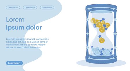 Time Passing Flat Landing Page Vector Template. Innovation Development, Idea Irrelevance, Time Transience, Countdown Metaphor. Innovative Progress, Relevant and Outdated Projects Homepage Layoutのイラスト素材