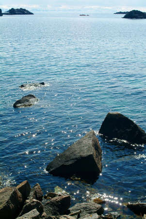 A view of Vestfjorden from Lofotenの写真素材