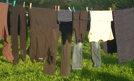 Laundry hung out to dry in the sunlight