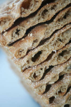 Healthy crisp bread in a stackの写真素材