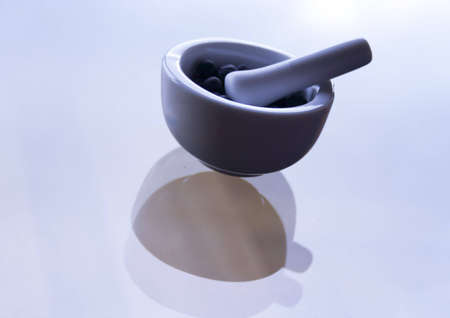 Black Pepper in a mortarの写真素材