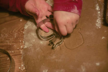 Making gingerbreads for christmasの写真素材