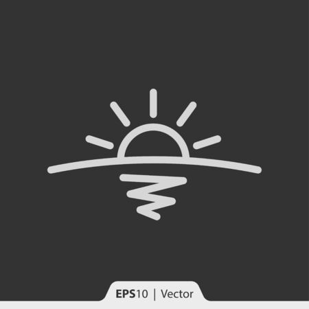 Sunrise with horizon and sea vector icon for webのイラスト素材