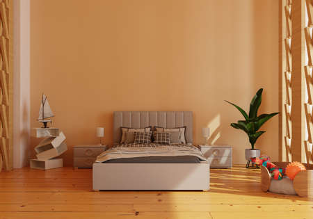 Mockup wall in living room . copy spaceの写真素材