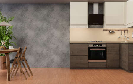 Mockup wall with armchair in cooking room with a - wall

 wall. copy space. 3D rendering.の写真素材