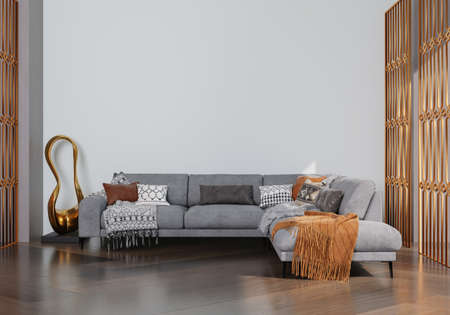 Mockup wall in living room . copy spaceの写真素材