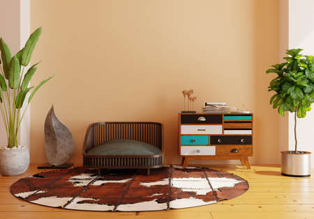 Mockup wall in living room . copy spaceの写真素材