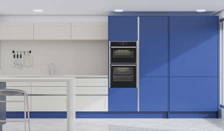 cooking room with a dinning table - wall. 3D rendering.の写真素材