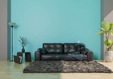Mockup wall in living room . copy space
