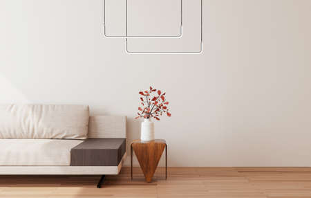 Mockup wall with armchair in living room with a white wallmodern living room with sofa....